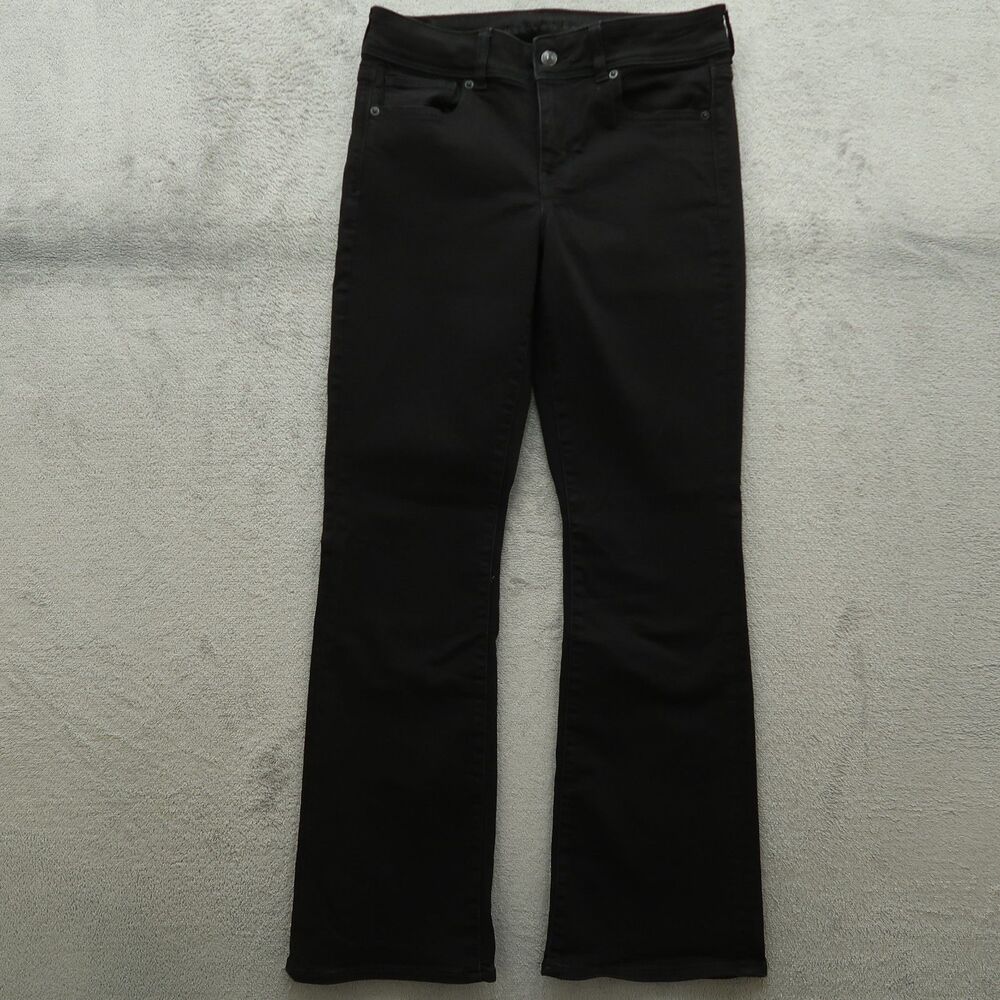 American Eagle Jeans Women's Size 10R Black Mid-Rise Kick Boot Denim 32" Inseam